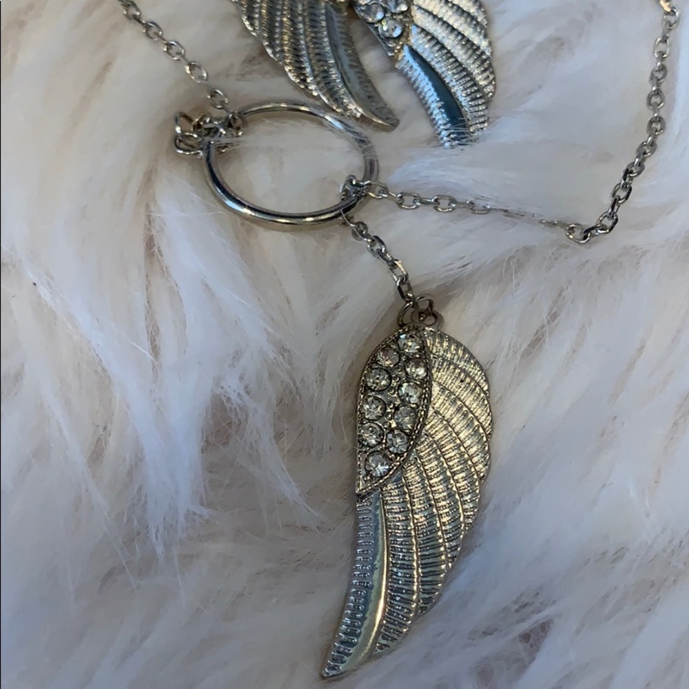 Silver bling crystal earrings and necklace wing - Picture 2 of 5
